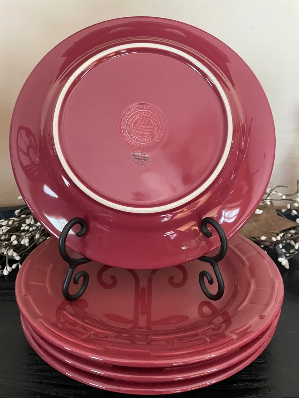 Longaberger Woven Traditions ‘Paprika’ 10” Dinner Plates - Set of 4